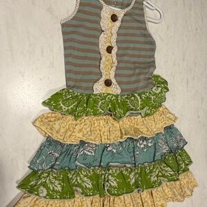 Mustard Pie Brown and Blue Striped Dress